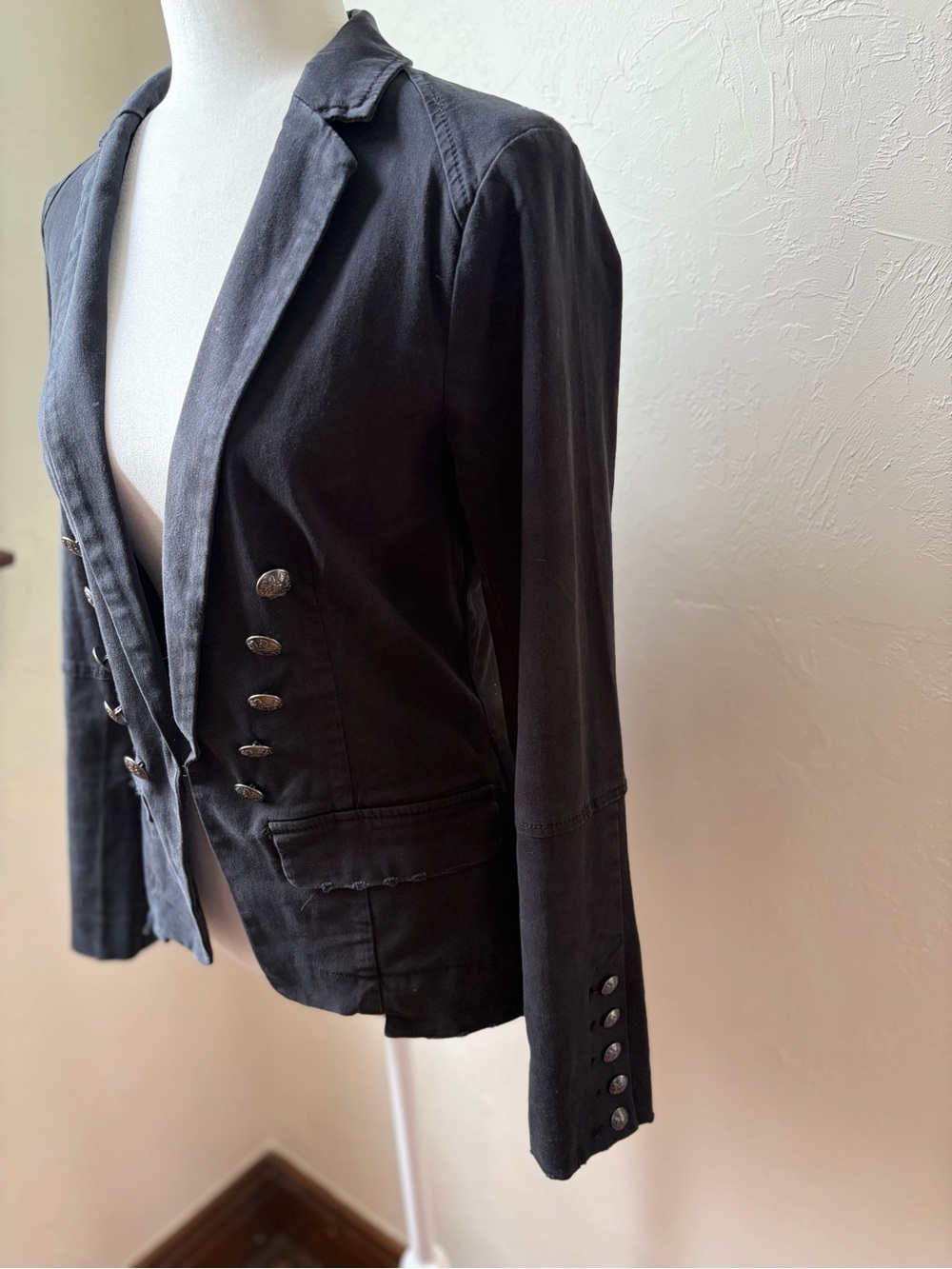 Free People Black Military Button Blazer Jacket XS - Picture 5 of 13